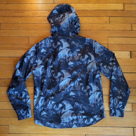 Slate & Stone dark jungle palm tree full zip hooded windbreaker jacket size Med - Picture 2 of 12